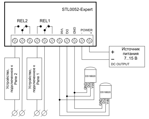 Схема включения терморегулятора STL0052-Expert