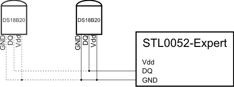 Двухпроводная схема подключения датчиков к терморегулятору STL0052