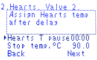 Delay for assigning of hearts selection temperature