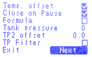 Rectification program settings, first screen.
