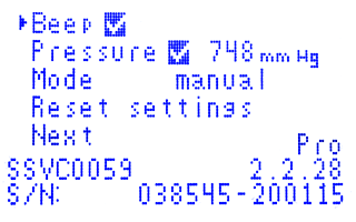 Startup settings, first screen